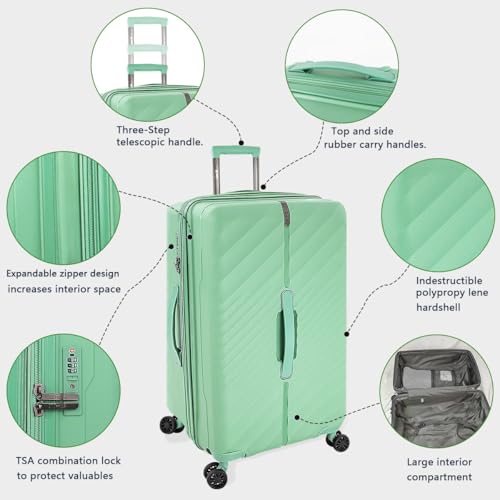 3 Piece Luggage Sets（20/26/30in）Luggage with TSA LOCK,Large Luggage with Spinner Wheels,Travel Luggage for Men Women#Green4