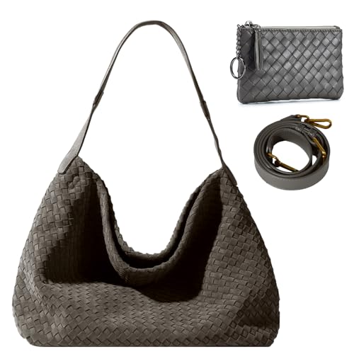 Image of Suede Hobo Bag for Women Hand-Woven Bag Made of Suede Fabric Casual Tote Bag