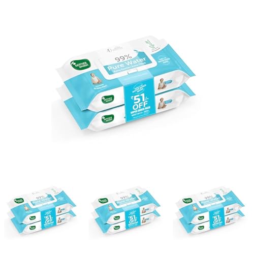 Image of Mother Sparsh 99% Pure Water Baby Wipes (40X2) Super Saver Travel Friendly Combo Pack | Wipes Made with Plant Based Fabric (Pack of 4)