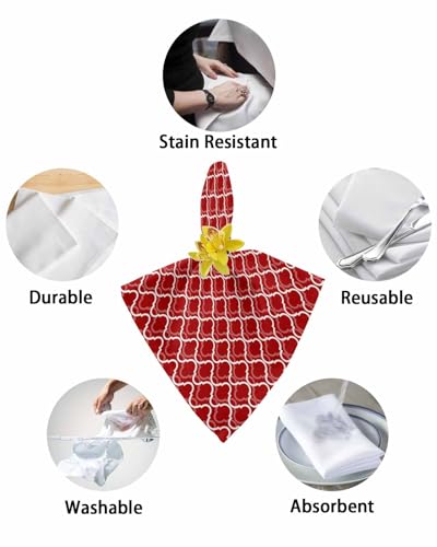 Gehucoxee KITCHEN DINING TABLE NAPKINS CLOTH Kitchen Dinner Napkins Set Of 6, Moroccan Red Cloth Napkins Reusable Washable Table Napkins thumb #5