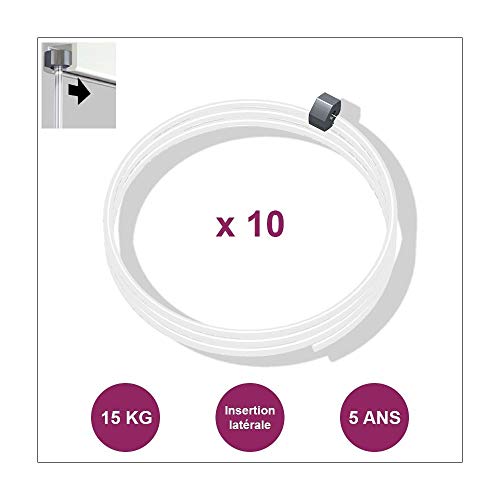 Arti Teq Lot de 10 câbles perlon Slider - Câble Transparent pour accrochage et Affichage Suspendu - 250 cm