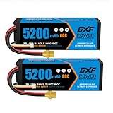 DXF Potente batería de polímero de litio 3S – 2 paquetes de 11,1 V 5200 mAh y 80 C Lipo 3s de descarga para modelos como helicópteros, barcos y coches – perfecto para un alto rendimiento con conector