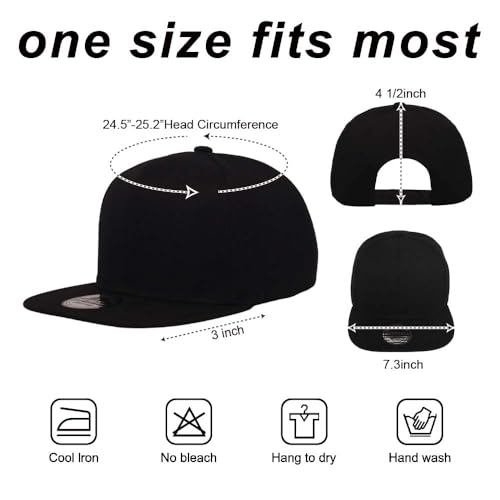 Image of ZH Plain Flat Brim Snapback Baseball Caps Adjustable Blank Baseball Caps Wholesale 12 Pack