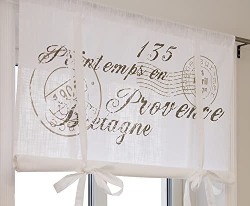 LillaBelle Raff Gardine Nice Sand 120 x 100 cm BxL(H) Rollo Weiß Landhaus Vintage Shabby