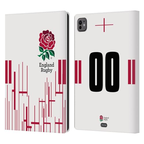 Head Case Designs Officially Licensed Custom Customized Personalized England Rugby Union Home 2022/23 Kit Leather Book Wallet Case Cover Compatible with Apple iPad Pro 11 M4 2024