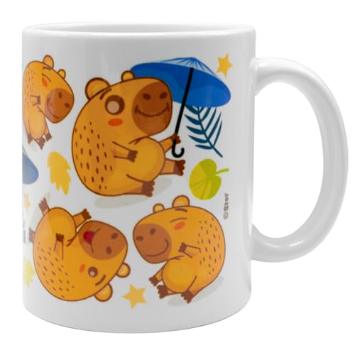 Taza Cerámica Capibara 325 ml | Taza Infantil y Kawaii con Diseño de Capibaras | Taza Divertida y Colorida | Cerámica Brillante y Resistente | Apta para Microondas y Lavavajillas | Taza Regalo en Caja