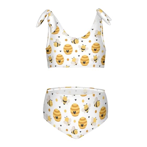 Wusikd Cute Little Bee Girls Swimsuits Two Piece Beehive Swimwear Bikini Set for for Girls Size 4T