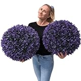 365 Curb Appeal Set of 2 Large Topiary Balls (Jagged Purple Leaf)