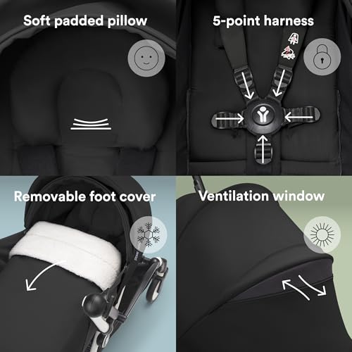 YOYO3 Stroller from Newborn to Toddler: Includes Black Frame, Black 6+ Color Pack, Black 0+ Newborn Pack, and car seat adapters - Light & Compact - Carry-On Compatible - Thumbnail 3