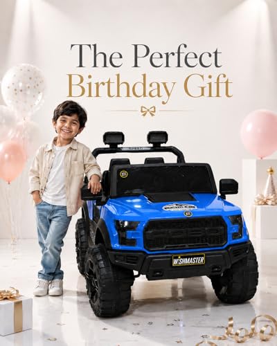 Image of Wishmaster 4x4 Electric Ride-On EV Car for Kids | 12V Battery Powered SUV Jeep with Remote Control, Manual Drive Mode, LED Lights & Suspension | Off-Road Toy Car for Boys & Girls Aged 2-8 Years