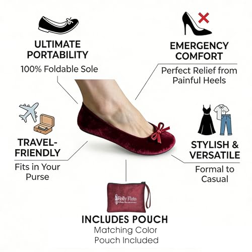 Image of Women's Foldable Ballet Flats - Portable Flat Shoes for Travel and Wedding that Fit in Your Purse