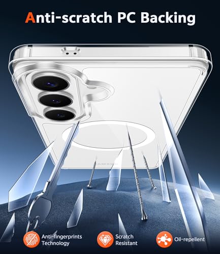 Image of FNTCASE for Samsung Galaxy S26-Plus Case: Clear Magnetic Phone Cases with Screen Protector Compatible with Magsafe Slim Anti Yellowing Shockproof Protective Transparent Cover (Clear Magnetic)