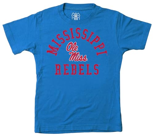 Wes and Willy NCAA Kids S/S Organic Cotton Tee Shirt,Ole Miss Rebels7UC Blue