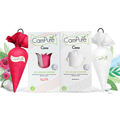Image of CamPure Camphor Cone (1 Rose + 1 Bhimseni) Pack Of 2-100% Organic | Air Freshener For Car, Wardrobe, Office Cabin's, Drawers, Travel Bag & Bathroom