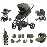 【Équipée de Roues Avant Verrouillables, de Ressorts Amortisseurs à 4 roues et d'un Châssis en Alliage D'aluminium】Les roues avant de la poussette peuvent être bloquées pour éviter que la poussette ne perde le contrôle sur les routes cahoteuses. Les roues sont équipées de ressorts amortisseurs indépendants pour amortir efficacement les chocs externes. Le cadre en aluminium d'une hauteur de 66 cm du sol est non seulement léger mais éloigne également le bébé de la pollution des gaz d'échappement.