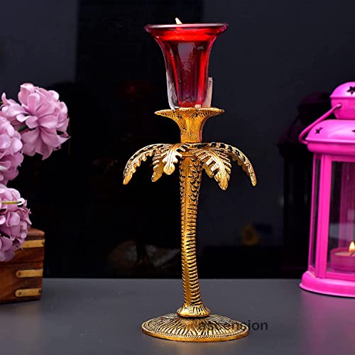 Image of Ascension 22cm High Metal Pillar Candle Holder Stand Ideal for Weddings or Parties as Well as Home Decor Gifts (Multicolour)