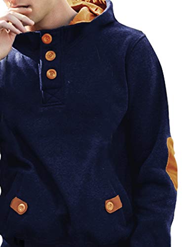 Image of EYEBOGLER Men's Cotton Knited Sweatshirt (SW4-NBMT P2 Navy Blue-Mustard XXL)