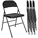 HOMCOM Lot de 4 chaises Pliantes chaises de Salle à Manger Portables Chaise Pliable d'intérieur avec Coussin en Lin et Cadre en Acier 45 x 46 x 78 cm Noir