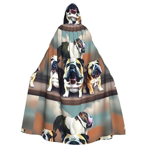 WHJSSF Capa con capucha para adultos con estampado de bulldogs ingleses, capa con capucha súper grande sin cremallera