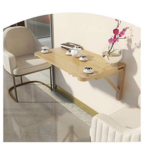 WADRBSW 折りたたみ式ウォールデスク、木製ダイニングテーブル、バルコニーコーヒーテーブル、天然パイン材壁掛けテーブル、ノートパソコン学習デスク、省スペース、最大荷重100kg(120x50/47x20インチ)幸せを追求する