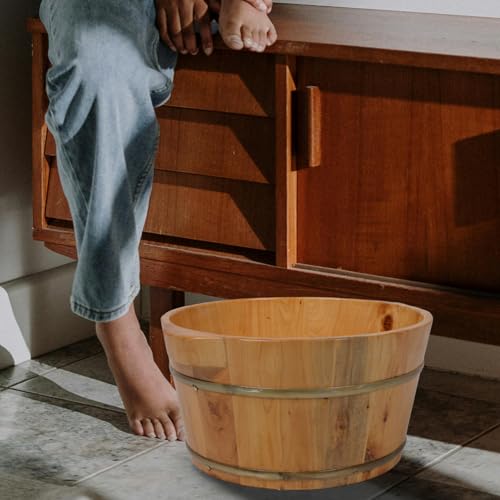 Tina de baño para pies de madera sólida para relajación miniatura 5