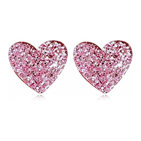 CBLUED Lightweight Acrylic Red Love Heart Stud Earrings Cover
