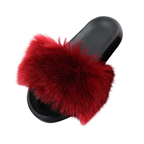 Plüsch Hausschuhe Damen Weiche Wärme Pantoffeln Flache Bequem Flauschige Kunstpelz Slipper Süße Indoor/Outdoor Pantoffeln Schlappen