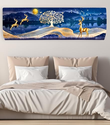 Image of Printed Split Ac Cover Indoor Unit For 1.5 Ton Capacity AC, Inner Unit Ac Cover, All Weather Cover /Attractive Digital Prints /Dustproof /Silken water-resistant Split Ac Cover (Gold Deer)