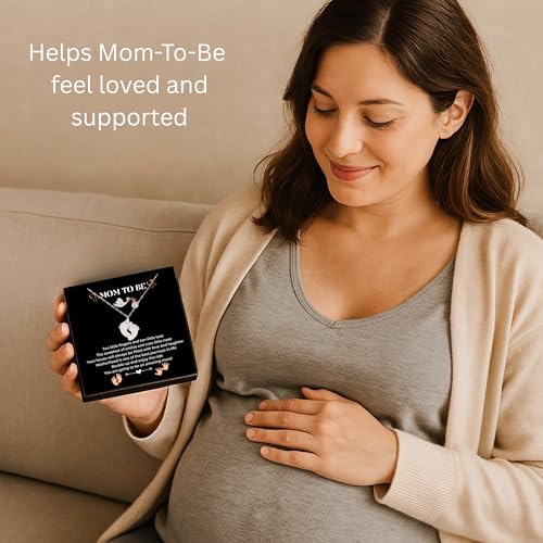 LOTUS-A Mom To Be Gift - Baby Feet Pendant Necklace with a Message Card Pregnancy Present for First Time Moms Expecting Women Pregnant Wife Sister Daughter Mother's Day Christmas Birthday2