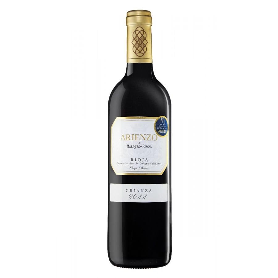 Arienzo de Marqués de Riscal - Vino tinto Crianza Denominación de Origen Calificada Rioja, Variedad Tempranillo, 18 meses en barrica - Botella individual x 750 ml