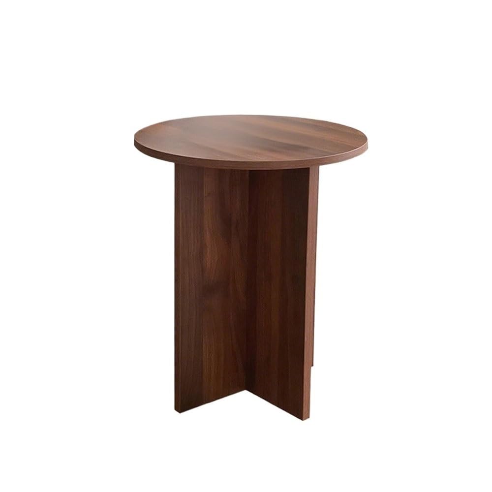 ZTHYSHOZ Coffee Table Retro Small Round Table Sofa Side Coffee Nightstand Living Room Balcony Bedroom(Bruin,Small)