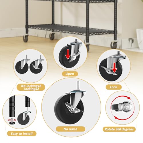 Image of ROOMTEC 5-Tier Wire Shelving with Wheels,45 inchW*20 inchD*72 inchH,Max Load 2000 lbs