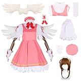JMOBEU Women Card Captor Cosplay Dress Halloween Suit Card Captor Cosplay Outfit(S)