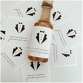 Groomsman proposal labels for shooter bottles, Best man gift, groomsan gift, Set of 6