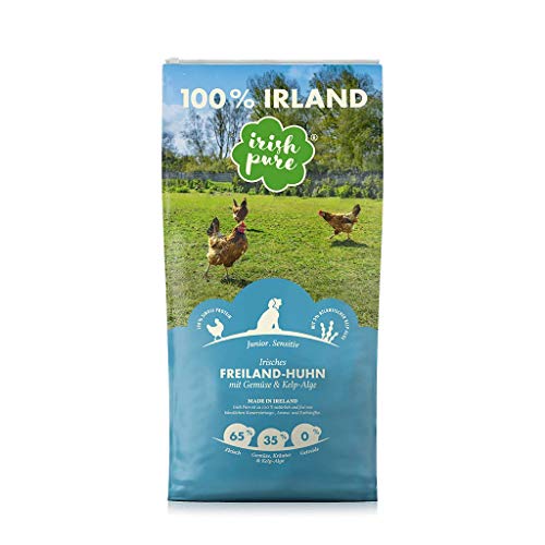 PEDIGREE Trocken Adult mit Huhn & Gemüse | 3kg Hundefutter 3 Irish Pure Junior Freiland-Huhn mit Kelp-Alge & Gemüse - Welpen Trockenfutter für wachsende Hunde, Hoher Fleischanteil, Getreidefrei, Sensitiv, Puppy, Hundetrockenfutter, Hundefutter (4kg)