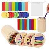 ACOMTUO Montessori Spielzeug ab 1 2 3 Jahre, 3-in-1 Holzspielzeug, Steckspiel Holz, Sortierformen in Farben, Lernspielzeug für Kleinkinder Jungen und Mädchen