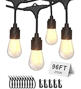 XMCOSY+ 96FT Outdoor String Lights, Patio Lights Outdoor Waterproof with 32 Shatterproof Bulbs, L...