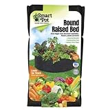 Park Seed Smart Pot Round Raised Bed Junior Fabric Planter, 50 Gallon Capacity, Black