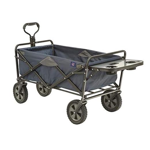 Mac Sports Collapsible Outdoor Utility Wagon with Folding Table and Drink Holders, Blue