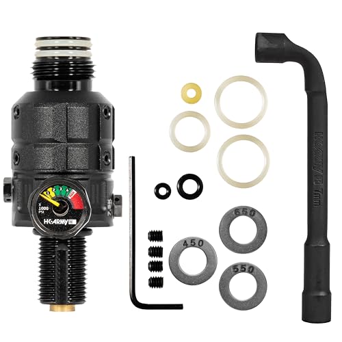 HK Army Paintball Regulator 350psi-650psi Adjustable Turbine Pro for HPA Compressed Air Tanks (Standard, Black)