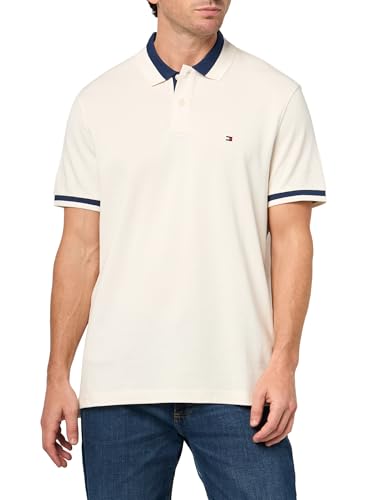Image of Tommy Hilfiger Men's Short Sleeve Casual Polo Shirts in Regular Fit with Stretch and Contrast Collar Designs