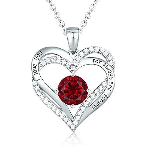 LOUISA SECRET Heart Pendant Necklaces for Women, 925 Sterling Silver Necklace with Cubic Zirconia, Jewellery Gifts for Women Mum Daughter Girlfriend Girls Her Cover