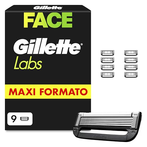 Gillette LABS XXL 9 Lamette Gillette LABS di Ricambio da 5 lame per Rasoio Barba Manuale, Rasatura Profonda Uomo, Lame di Precisione, Lamette Da Barba, Idea Regalo per Lui