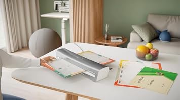 Leitz A4 laminating device for 80 to 125 micron laminating foils, including laminating cases, starter kit, ideal for use in home office, small office and school, gray, iLAM, 73680089