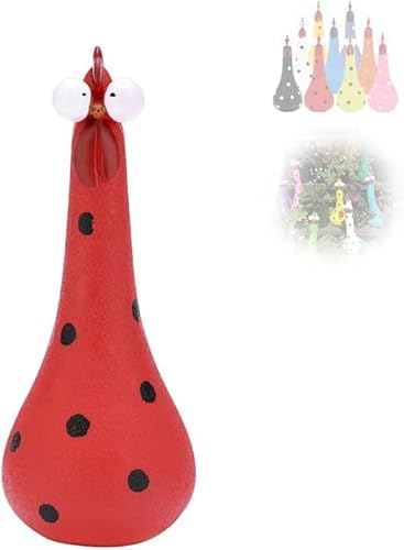Vacsax Silly Chicken Decor, Silly Concrete Chickens Resin Rooster Statues Decorative Garden Stakes Resin Chicken Sculptures Statues Indoor，Outdoor Garden Decor, (Red) #TOP3
