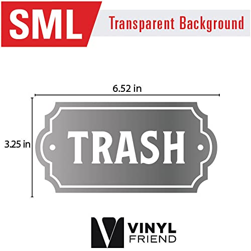 Recycle and Trash Elegant Decal to Organize Trash cans or Garbage containers and Walls - Premium Cut Vinyl (Small, Silver)