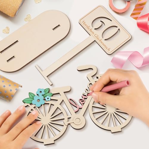 I LOVE MOM Geldgeschenk Geburtstag Holz, Fahrrad Geschenk, DIY Deko Zahlen für Radfahrer Geschenke, Hochzeiten, Partys, Geburtstage, Jubiläum (Bike-60)