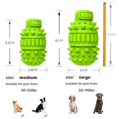 Image of PIFFZEDO Dog Toys for Aggressive Chewers,Interactive Natural Rubber Chew & Squeaky Toy for Medium Breed Only(Not for Small Dog),Dog Toothbrush,Tough & Durable (Green,Medium)