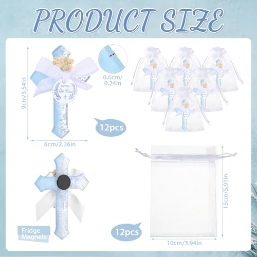 Imanes decorativos cruz para bautizo, pack 12 piezas miniatura 3
