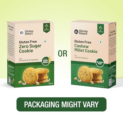 Image of Lo Foods Gluten Free Cookies, No Added Sugar, Pista Cashew Biscuits, Gluten Free Cookies 200g